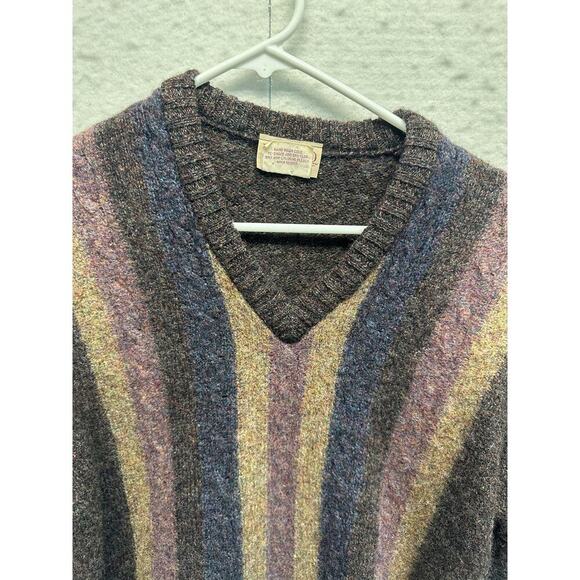 Vintage Woodward 100% Shetland Wool Ireland V Neck Sweater XL Gorpcore - Picture 3 of 8